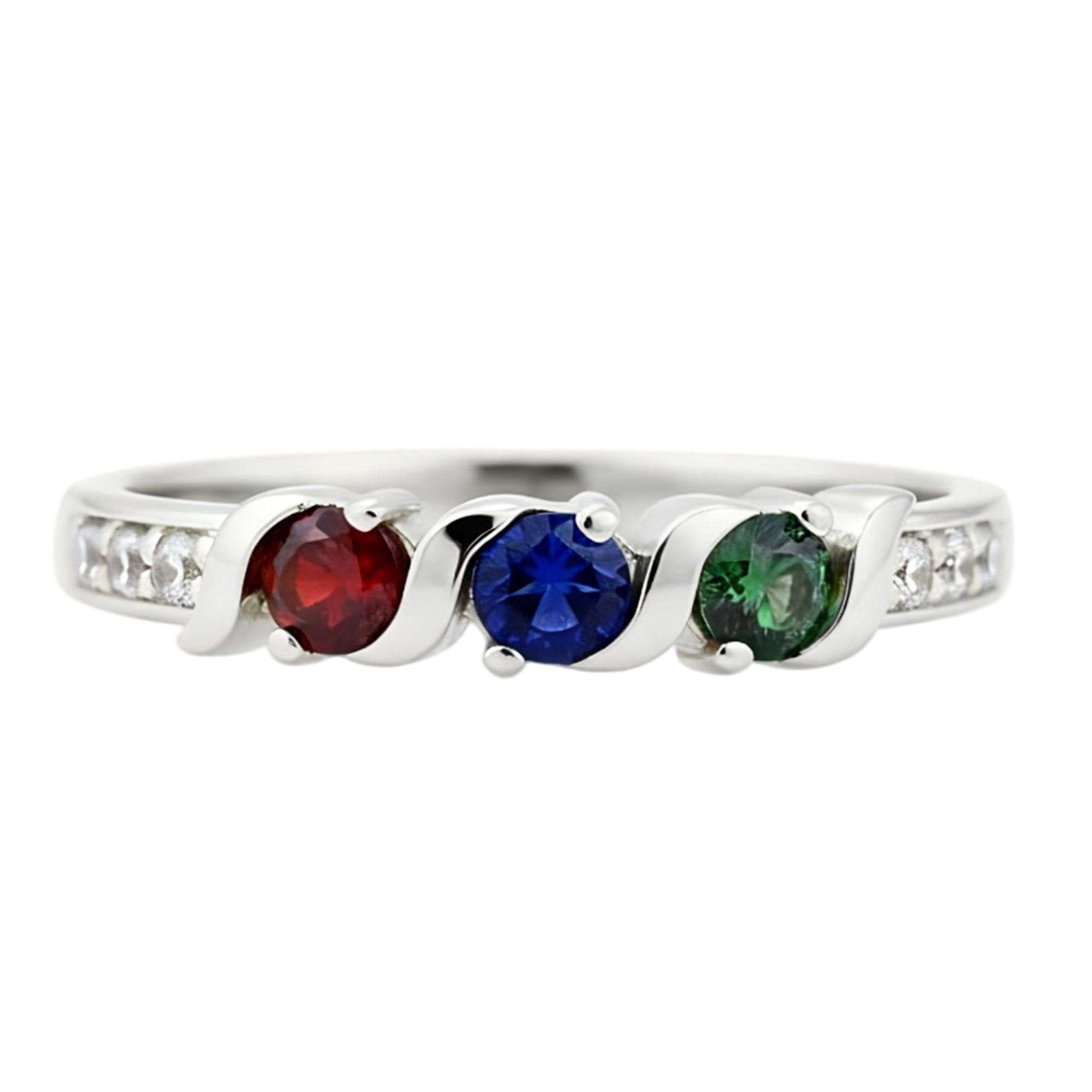Birthstone Rings for Women Customized and Personalized 3 to 5 Gemstone Rings Family Birth Stone Ring 10K /14K /18K Solid Gold Gift for Mother Free Engraving
