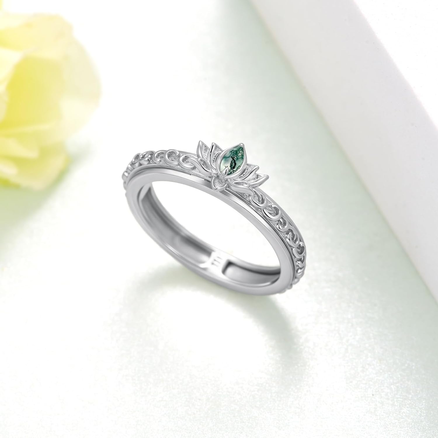 Lotus Ring 925 Sterling Silver Lotus Flower Anxiety Fidget Spinner Ring Lotus Jewelry Gifts for Women