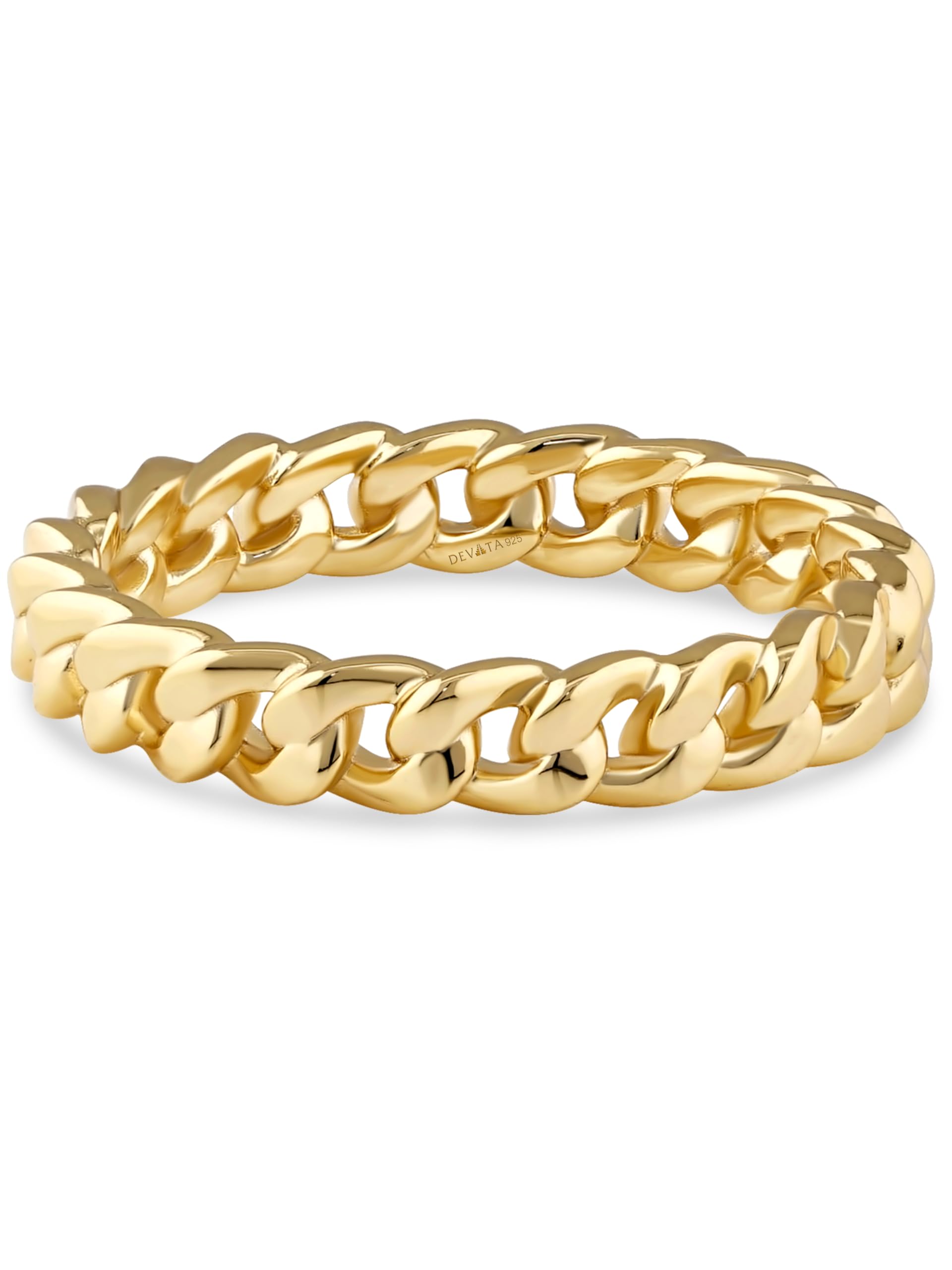 DEVATA Gold or Rhodium Plated Sterling Silver 925 – Eternity, Band Ring for Women – Heart, Knot, Clover, Infinity, Mariner, Cable, Curb, Cuban, Figaro, Daisy, Rope, Ribbed, Dome