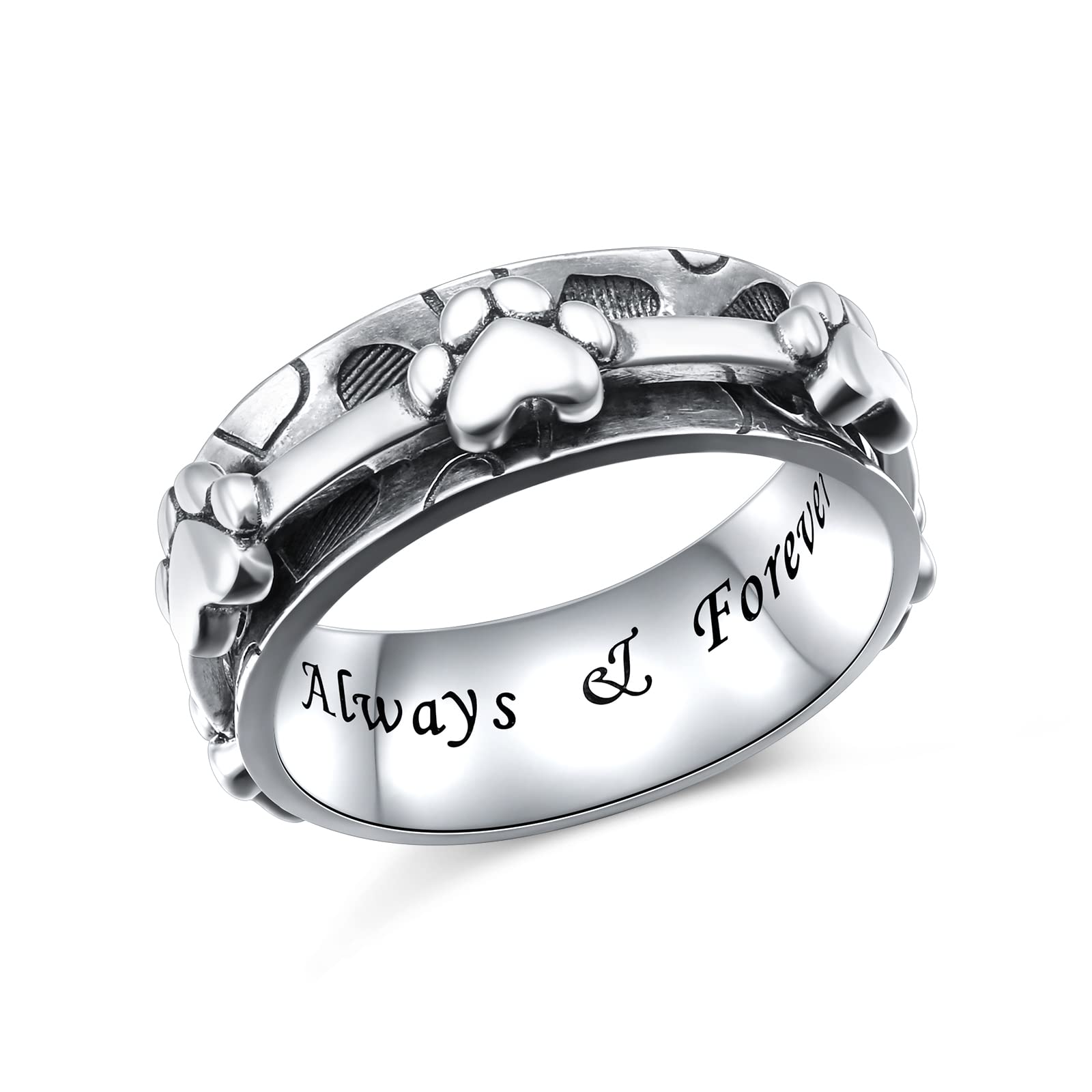 Ladytree Anxiety Relieve Rings 925 Sterling Silver Spinner Fidget Ring Worry Stress Relieving Boredom ADHD Autism Ring Platinum Plated Jewelry Birthday Gifts for Women Men