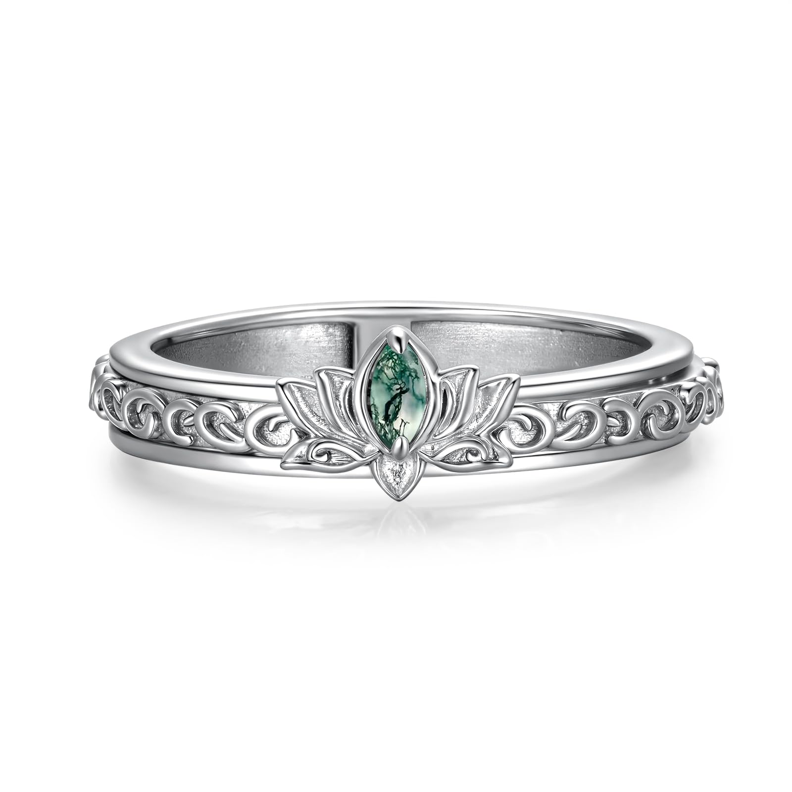 Lotus Ring 925 Sterling Silver Lotus Flower Anxiety Fidget Spinner Ring Lotus Jewelry Gifts for Women