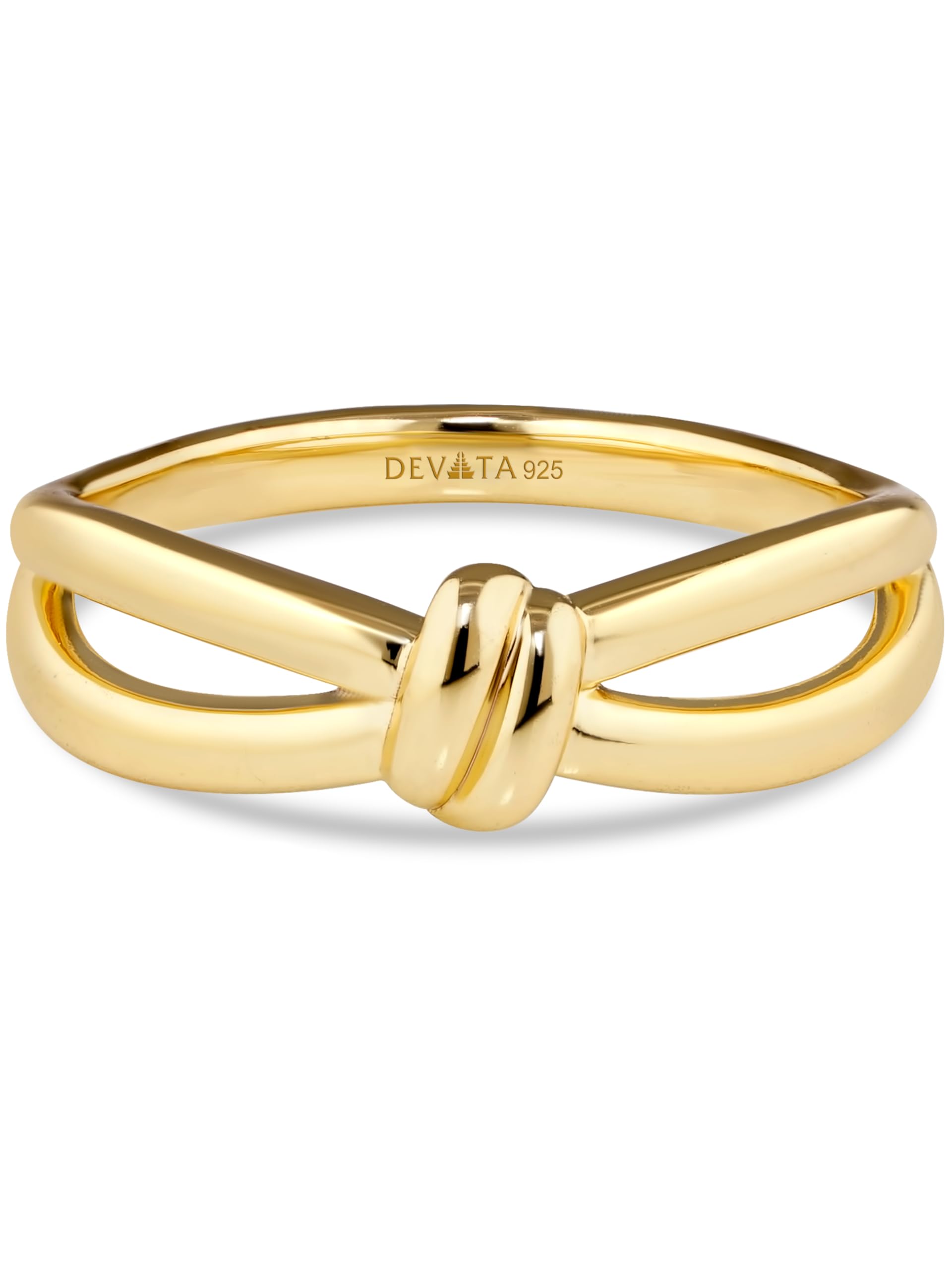 DEVATA Gold or Rhodium Plated Sterling Silver 925 – Eternity, Band Ring for Women – Heart, Knot, Clover, Infinity, Mariner, Cable, Curb, Cuban, Figaro, Daisy, Rope, Ribbed, Dome