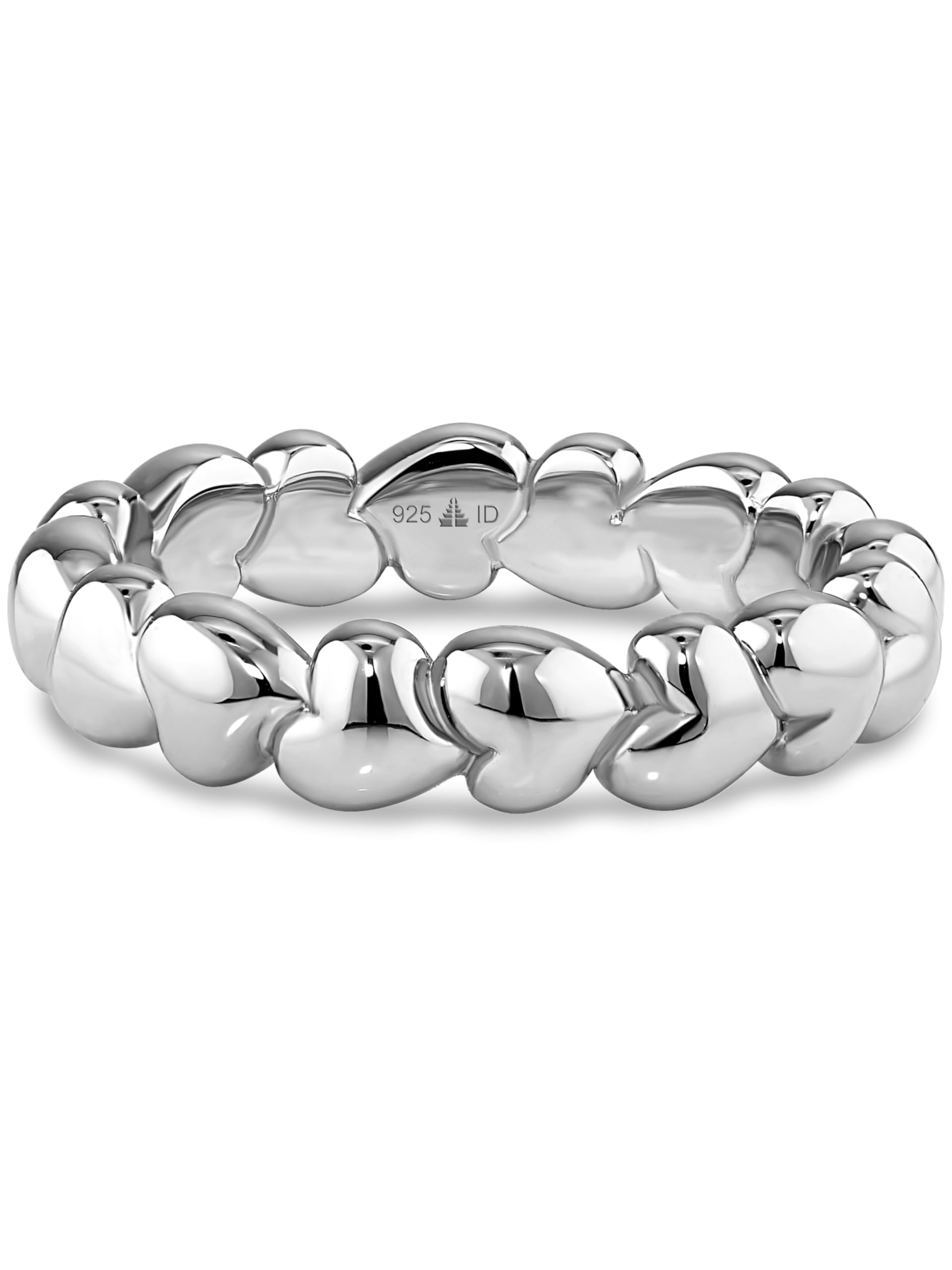 DEVATA Gold or Rhodium Plated Sterling Silver 925 – Eternity, Band Ring for Women – Heart, Knot, Clover, Infinity, Mariner, Cable, Curb, Cuban, Figaro, Daisy, Rope, Ribbed, Dome