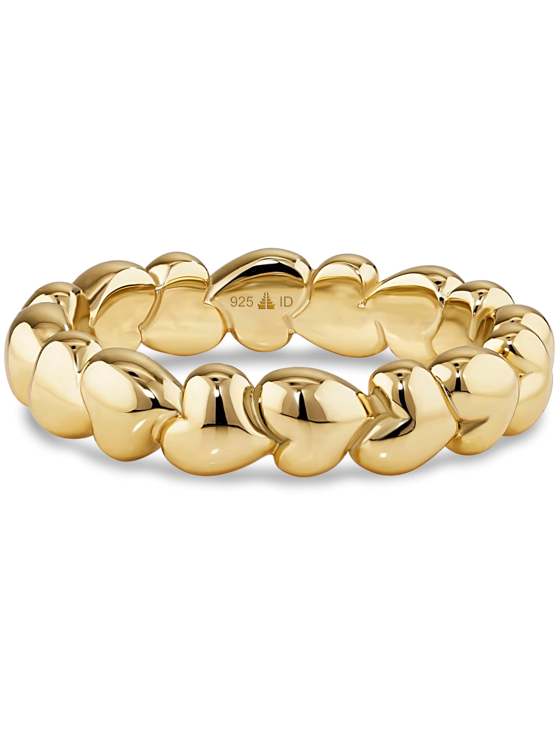 DEVATA Gold or Rhodium Plated Sterling Silver 925 – Eternity, Band Ring for Women – Heart, Knot, Clover, Infinity, Mariner, Cable, Curb, Cuban, Figaro, Daisy, Rope, Ribbed, Dome