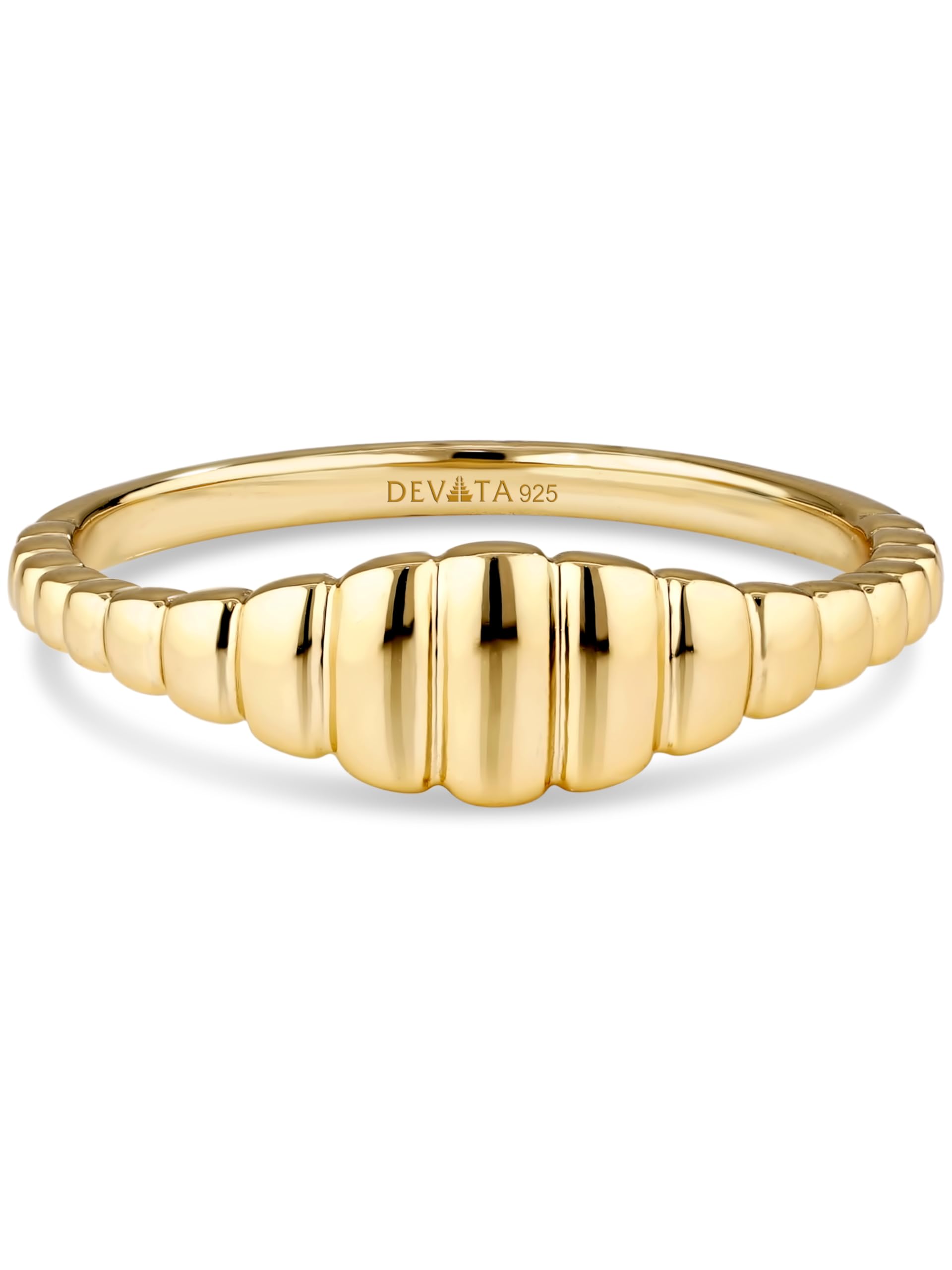 DEVATA Gold or Rhodium Plated Sterling Silver 925 – Eternity, Band Ring for Women – Heart, Knot, Clover, Infinity, Mariner, Cable, Curb, Cuban, Figaro, Daisy, Rope, Ribbed, Dome