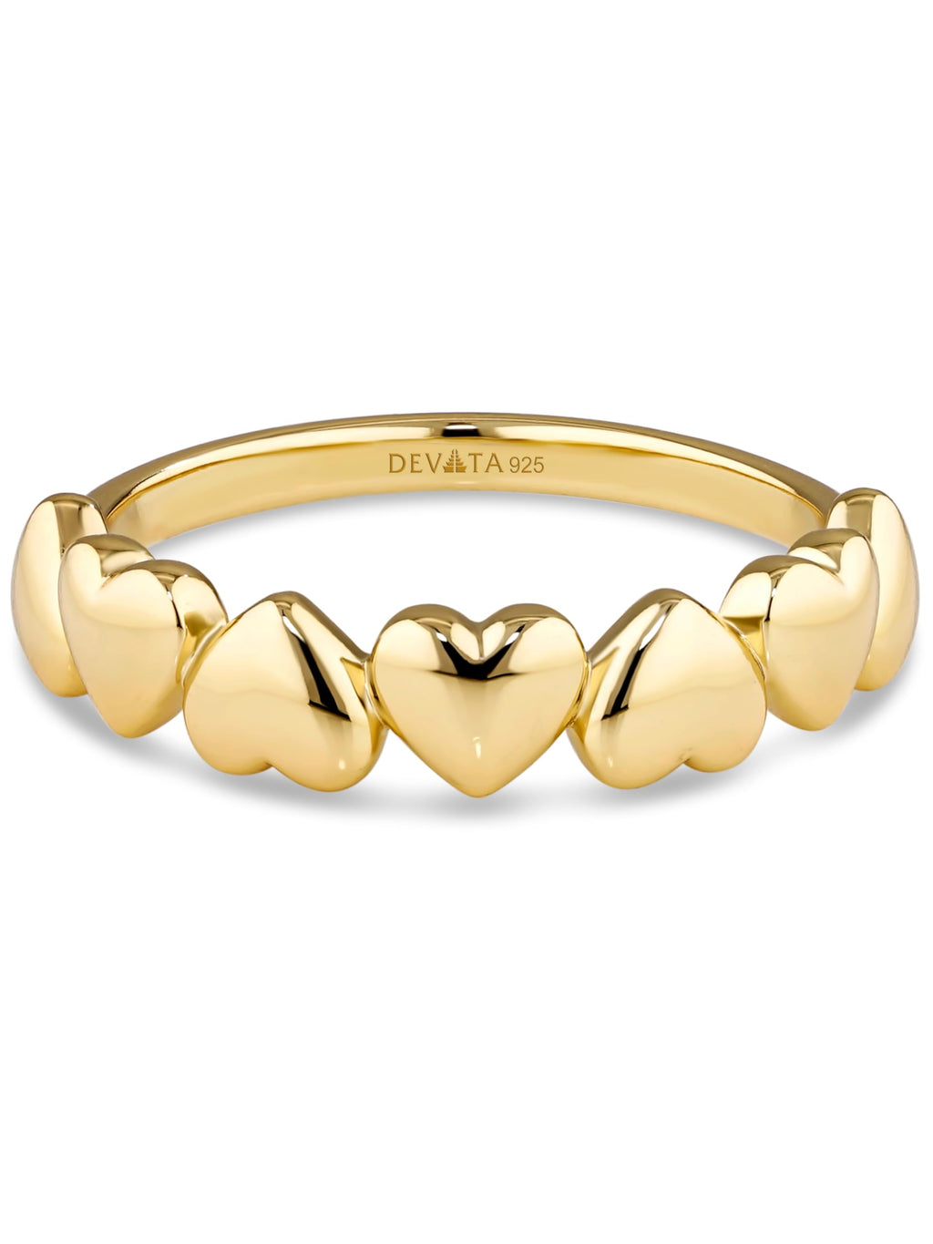 DEVATA Gold or Rhodium Plated Sterling Silver 925 – Eternity, Band Ring for Women – Heart, Knot, Clover, Infinity, Mariner, Cable, Curb, Cuban, Figaro, Daisy, Rope, Ribbed, Dome