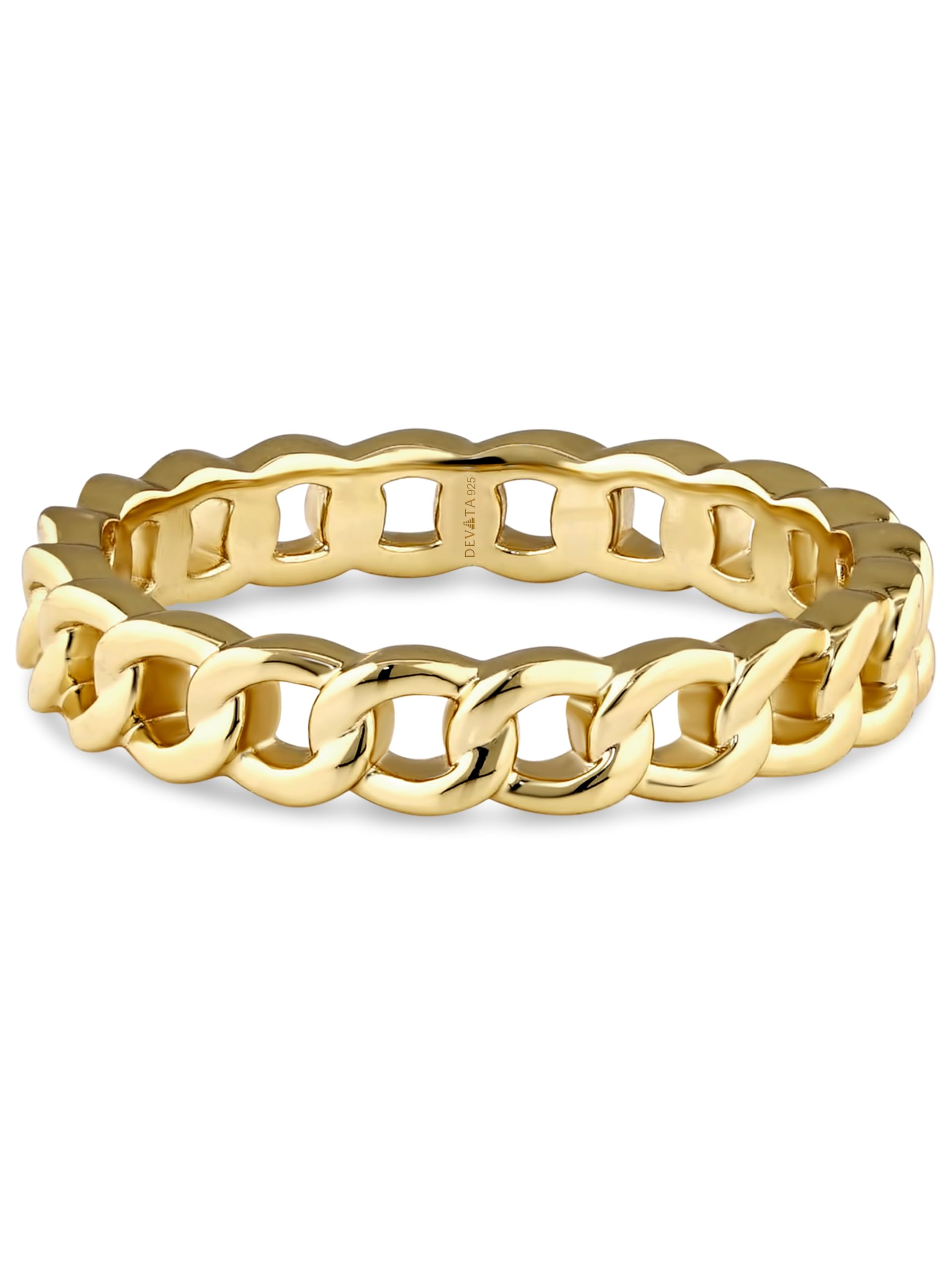 DEVATA Gold or Rhodium Plated Sterling Silver 925 – Eternity, Band Ring for Women – Heart, Knot, Clover, Infinity, Mariner, Cable, Curb, Cuban, Figaro, Daisy, Rope, Ribbed, Dome