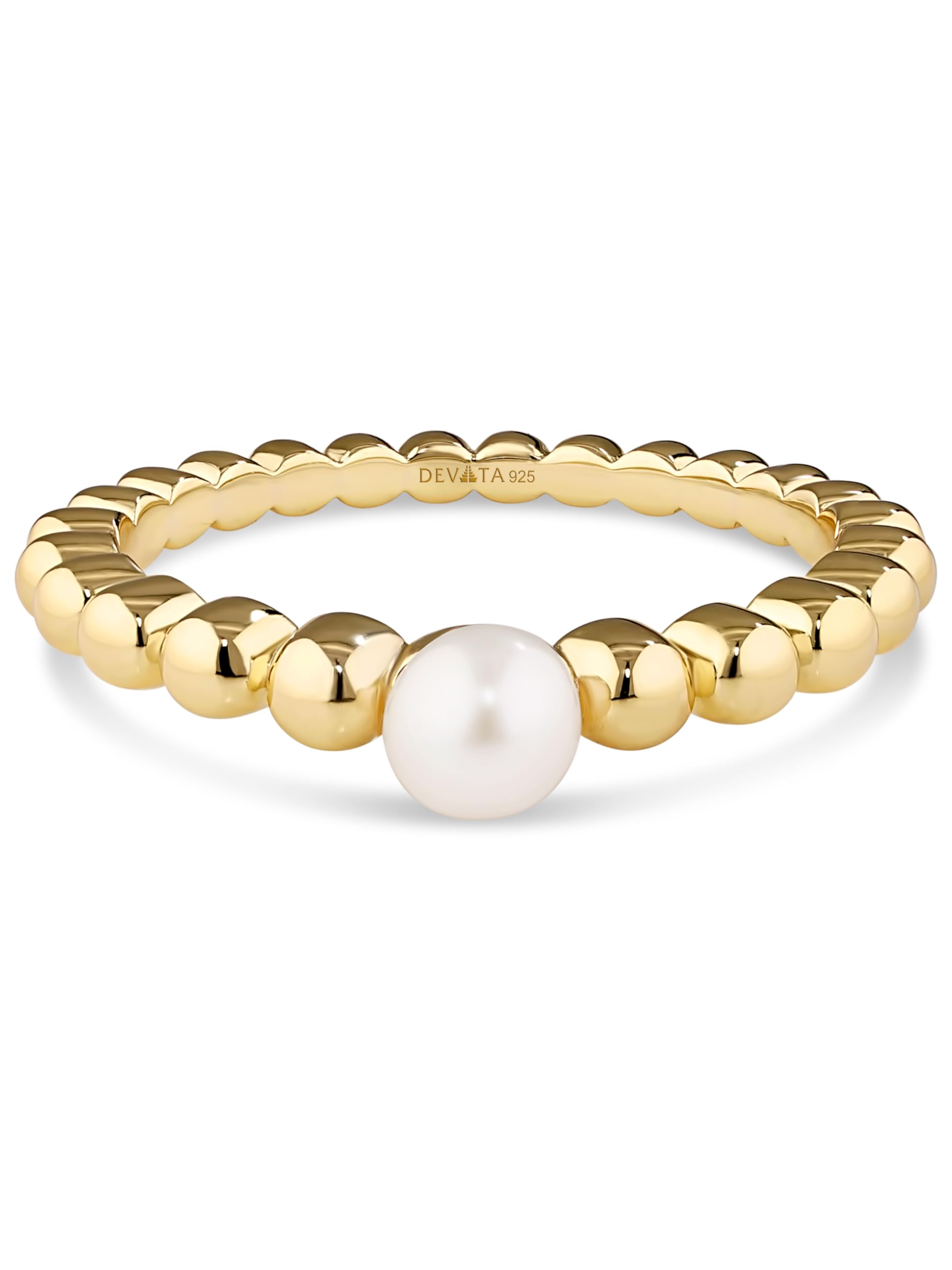 DEVATA Gold or Rhodium Plated Sterling Silver 925 – Eternity, Band Ring for Women – Heart, Knot, Clover, Infinity, Mariner, Cable, Curb, Cuban, Figaro, Daisy, Rope, Ribbed, Dome