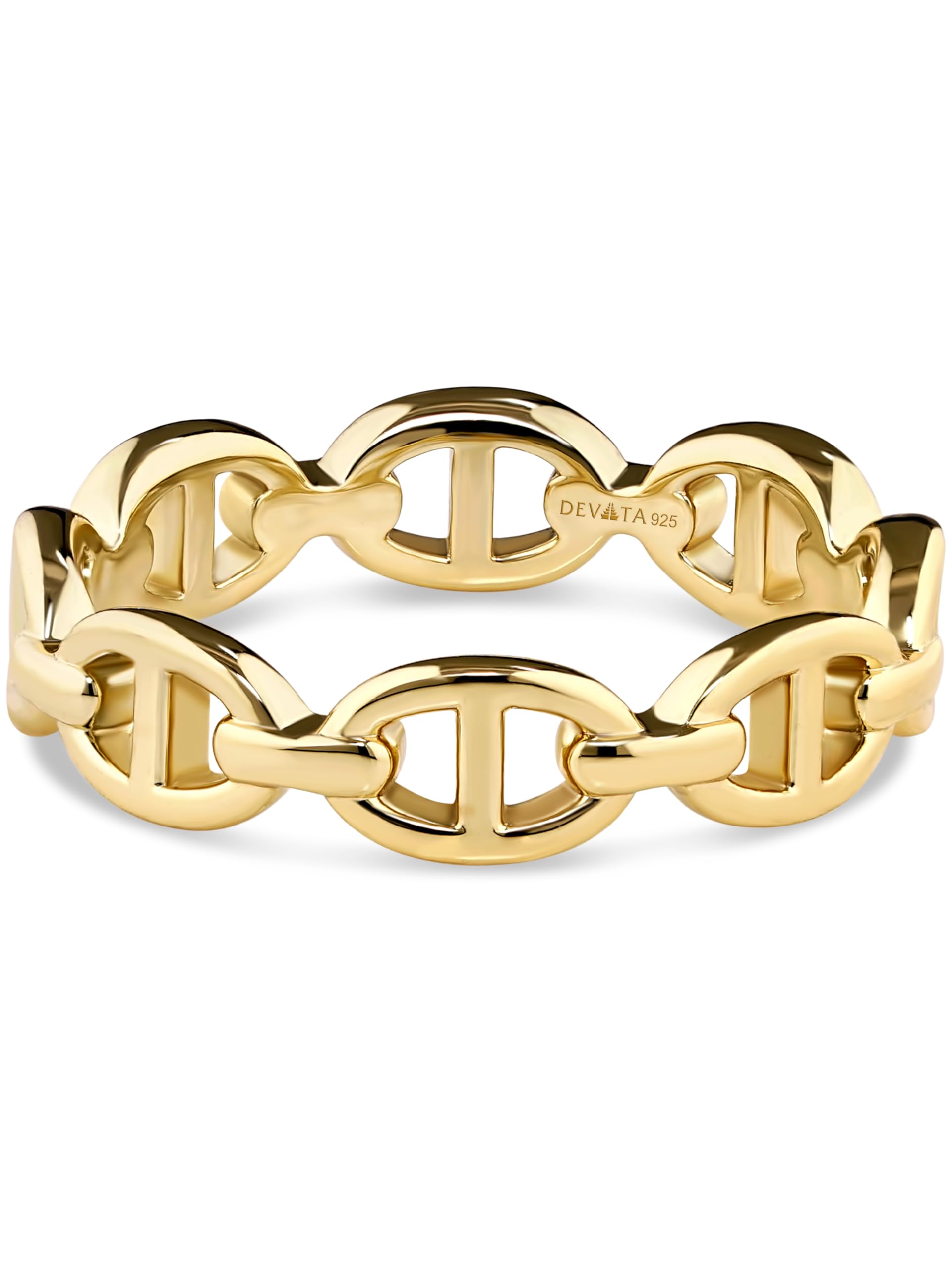 DEVATA Gold or Rhodium Plated Sterling Silver 925 – Eternity, Band Ring for Women – Heart, Knot, Clover, Infinity, Mariner, Cable, Curb, Cuban, Figaro, Daisy, Rope, Ribbed, Dome