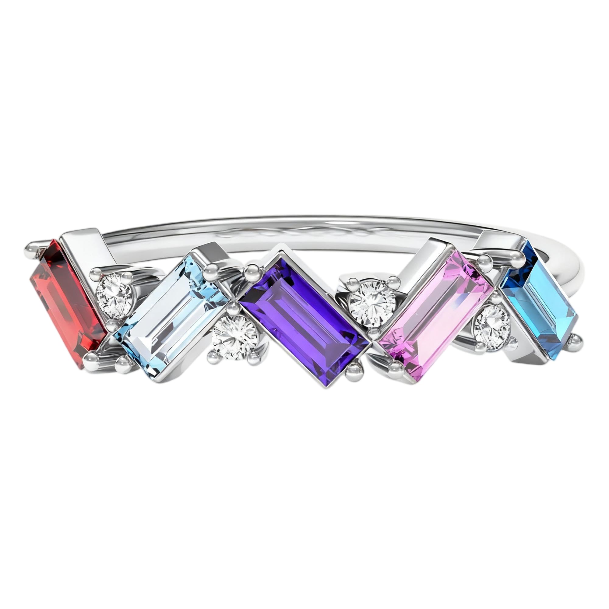 Birthstone Rings for Women Customized and Personalized 3 to 5 Gemstone Rings Family Birth Stone Ring 10K /14K /18K Solid Gold Gift for Mother Free Engraving