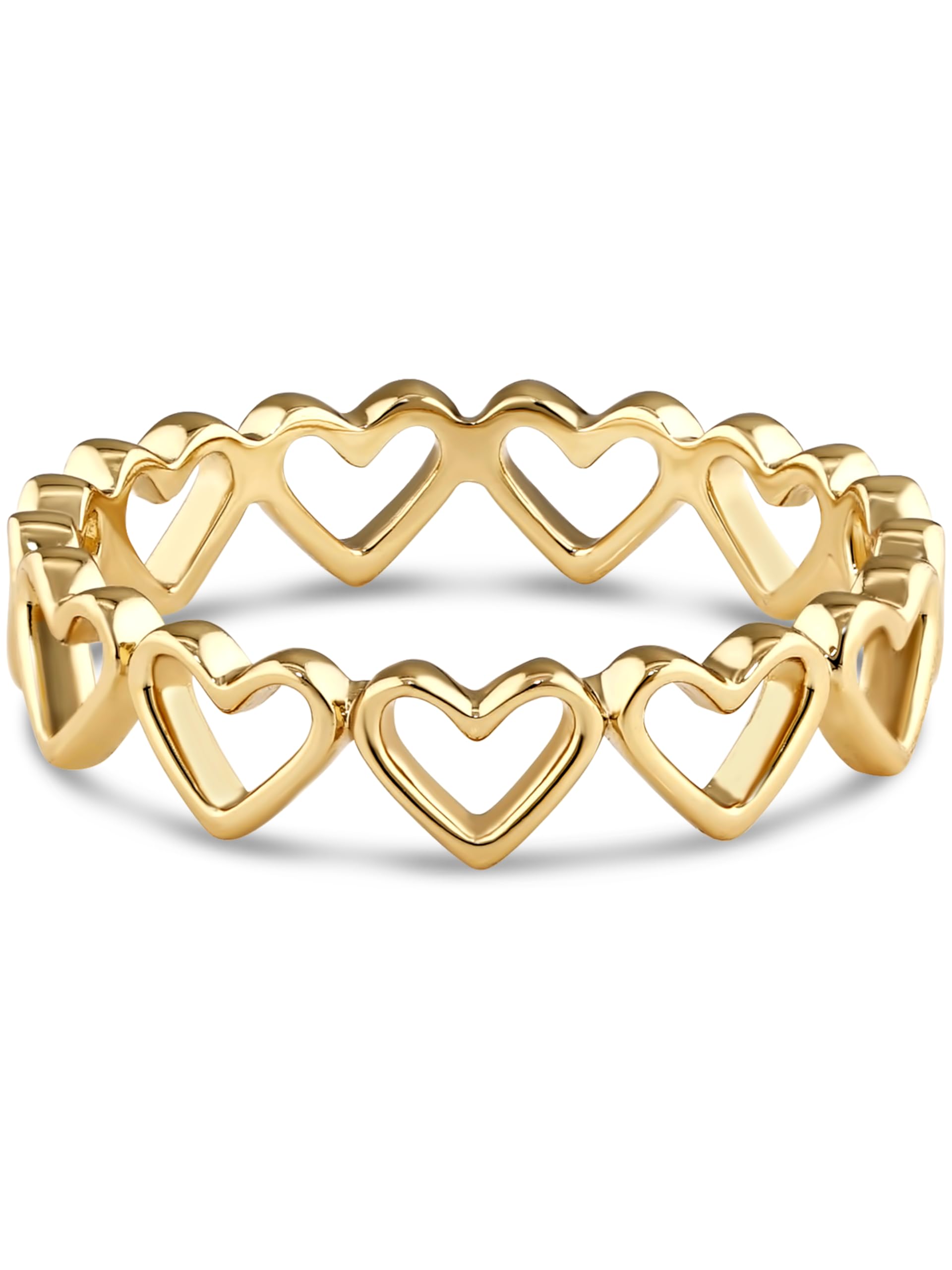 DEVATA Gold or Rhodium Plated Sterling Silver 925 – Eternity, Band Ring for Women – Heart, Knot, Clover, Infinity, Mariner, Cable, Curb, Cuban, Figaro, Daisy, Rope, Ribbed, Dome