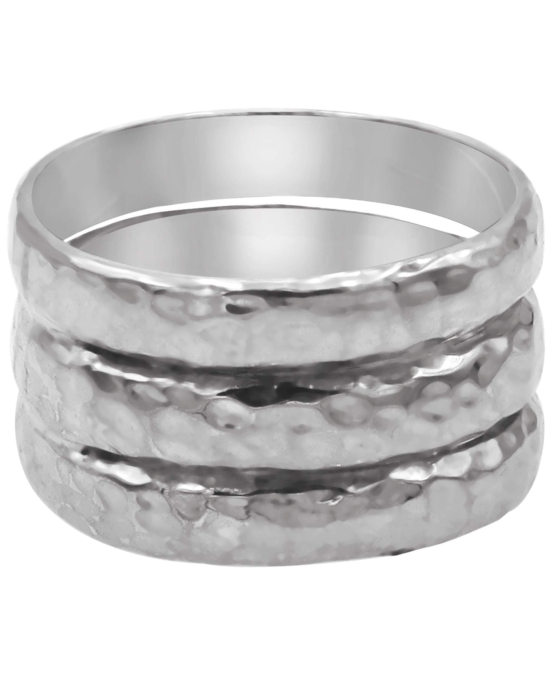 DEVATA Gold or Rhodium Plated Sterling Silver 925 – Eternity, Band Ring for Women – Heart, Knot, Clover, Infinity, Mariner, Cable, Curb, Cuban, Figaro, Daisy, Rope, Ribbed, Dome