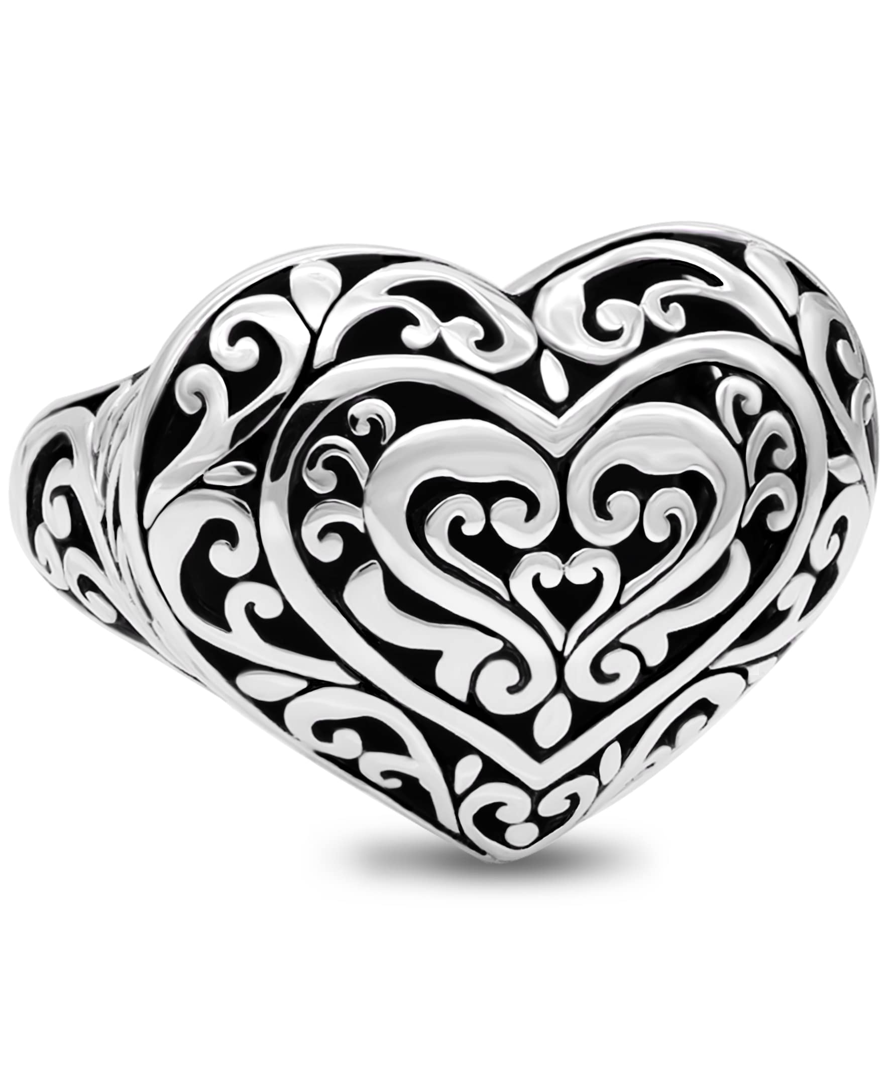 DEVATA Gold or Rhodium Plated Sterling Silver 925 – Eternity, Band Ring for Women – Heart, Knot, Clover, Infinity, Mariner, Cable, Curb, Cuban, Figaro, Daisy, Rope, Ribbed, Dome