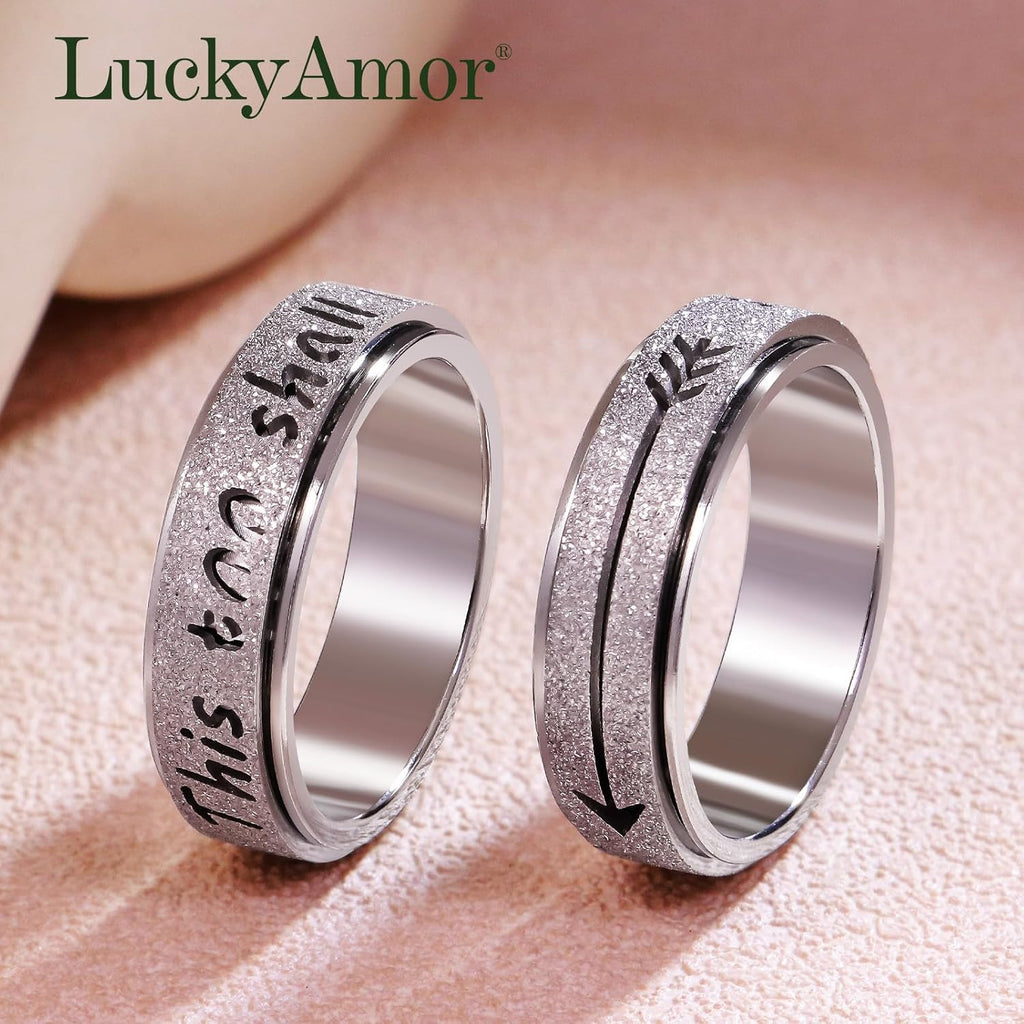 Fidget Spinner Ring for Women - THIS TOO SHALL PASS Stainless Steel 18K Gold Plated Anxiety Rotating Inspirational Ring for Stress Relief, Thumb Hope Rings Jewelry Gift for Women Men